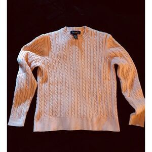 Denim & Co Cableknit Crewneck Sweater Peach S